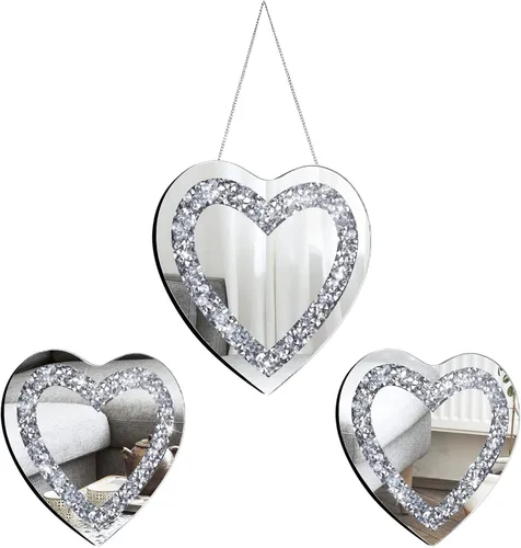 Miniatura 8 de Qunclay 3 piezas de espejo plateado de diamante aplastado de cristal, 12 y 8 pulgadas, decoración moderna para colgar en la pared, espejo de cristal
