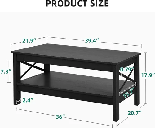 Miniatura 2 de YITAHOME Mesa de centro para sala de estar, mesa de café moderna de estilo granja con almacenamiento, mesa de centro de 2 niveles, mesa de acento