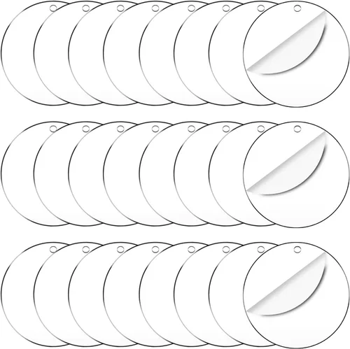 50 piezas de círculo acrílico transparente con agujero de 2.953 x 0.059 in, adornos acrílicos transparentes en blanco de 3 pulgadas, hojas redondas