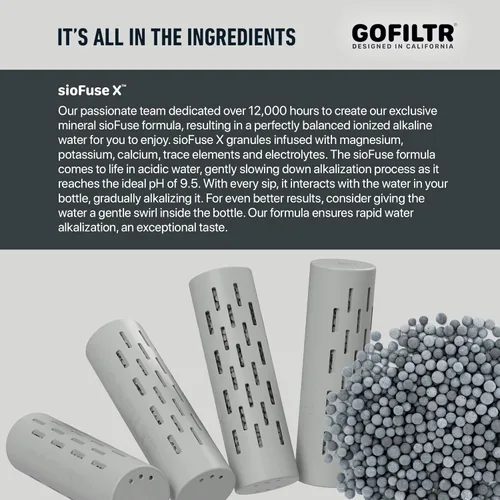 Miniatura 3 de GOFILTR Infusor de agua alcalina - pH 9,5 + Electrolitos para cualquier botella de agua/jarra pequeña, 750 recambios / 3 meses, infusor de agua