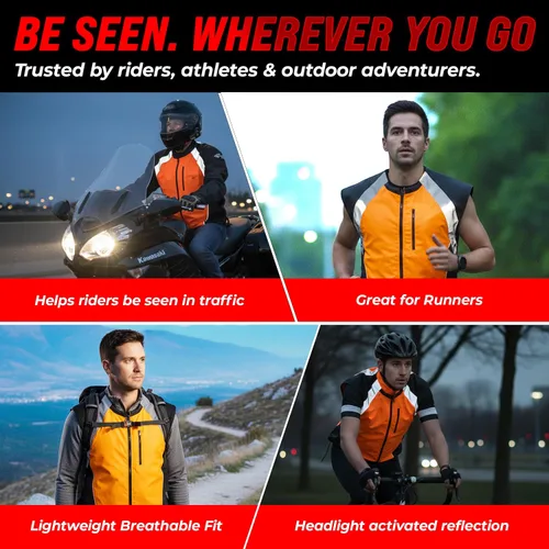 Miniatura 5 de Badass Moto Chaleco de seguridad con bolsillos. Chaleco reflectante de motocicleta para chaqueta de motocicleta. Chaleco de correr de alta