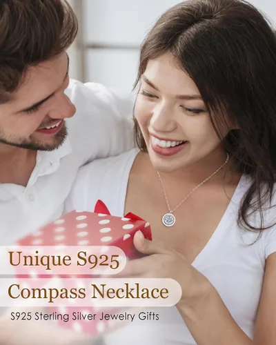 Miniatura 3 de LOUISA SECRET Regalos de Graduación para Ella 2025, Collar de Plata de Ley S925 con Brújula y Piedra Natal Colgante para Ella, Joyería de Cumpleaños