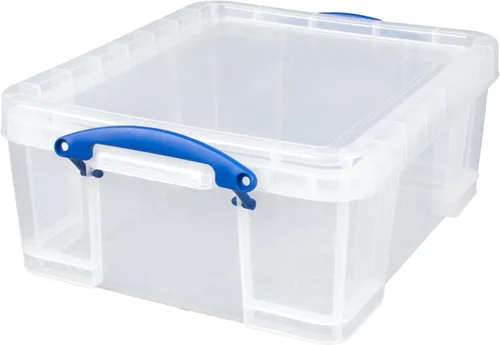 Miniatura 6 de Really Useful Box - Contenedores de plástico para almacenamiento de 17 litros con tapas de cierre y clip, transparentes