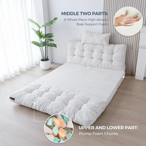 Miniatura 7 de MAXYOYO Sofá cama plegable, puf copetudo con almohadas, sofá de suelo para adultos, sofá de piso extra grueso y largo, sofá cama de piso individual