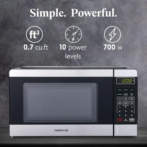 Miniatura 2 de Farberware - Horno microondas de encimera de 0.7 pies cúbicos – 700 vatios de potencia, configuraciones de cocción automática, descongelación, fácil