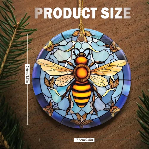 Miniatura 2 de Touber Adorno Navideño, Adorno de Navidad, Idea de Regalo de Vacaciones, Recuerdo Familiar, Cerámica Redonda, Intercambio de Regalos, Idea de Abeja