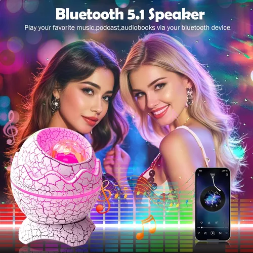 Miniatura 4 de XQBX Proyector de galaxia de huevo de dinosaurio un proyector Aurora con altavoz Bluetooth y ruido blanco, regalo de San Valentín para ella/él