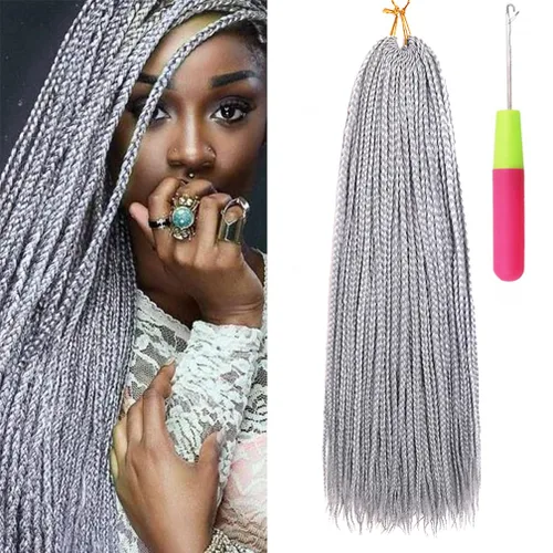 Miniatura 35 de Extensiones de cabello trenzado tipo box de 24 pulgadas, hechas a mano, para mujeres y niñas, extensiones de cabello trenzado, 24#, 3 paquetes, 22