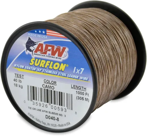 Miniatura 46 de Alambre de pesca americano Surflon recubierto de nailon 1x7 de acero inoxidable, línea líder de pesca para agua salada, prueba de 10 libras - prueba
