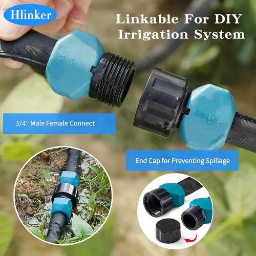 Miniatura 2 de Hlinker Manguera de remojo plana de 15 pies para camas de jardín, manguera de riego por goteo constante enlazable de 15 pies y 1/2 pulgadas, ahorra