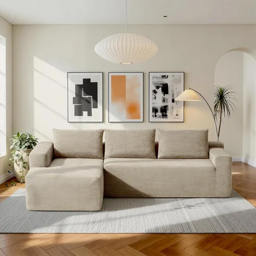 Miniatura 33 de Sofá modular Cloud de 108 pulgadas, moderno sofá deshuesado con otomana móvil, sofá modular de asiento profundo, sofás esquineros de pana para sala