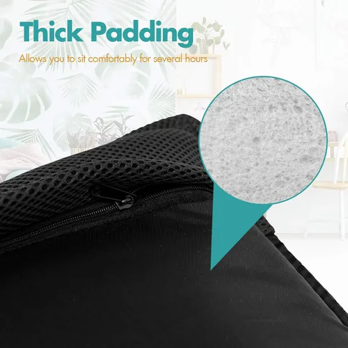Miniatura 8 de GOFLAME Silla de suelo ajustable, sofá plegable acolchado de 6 posiciones, soporte de respaldo acolchado, sofá perezoso para leer juegos de Negro