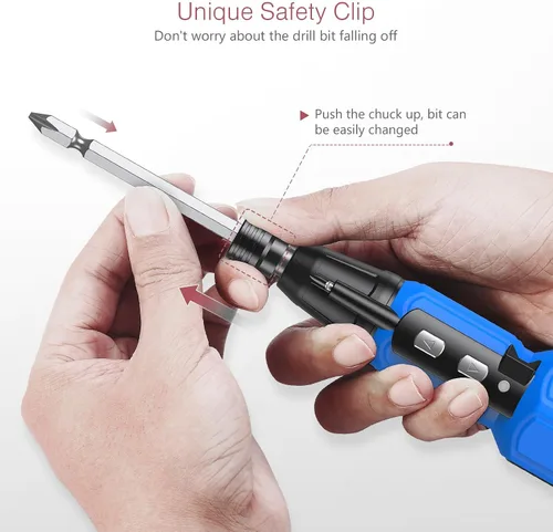 Miniatura 5 de LOFICOPER Juego de destornilladores eléctricos, mini kit de destornilladores inalámbricos con soportes para puntas, luz de trabajo LED, cable de Azul