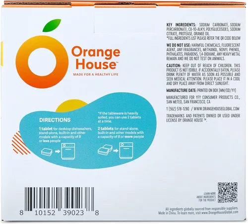 Miniatura 8 de Orange House Pestañas para lavavajillas a base de plantas, 56 unidades, 100% aceite de naranja de grado alimenticio, limpieza profunda, ecológicas