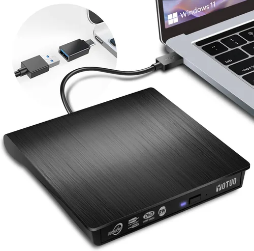 Miniatura 10 de YOTUO Unidad externa de CD/DVD, USB 3.0 portátil y USB-C CD RW, reproductor de DVD, quemador de DVD para laptop, escritorio, compatible con Windows