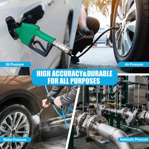 Miniatura 7 de Medidor de presión relleno de líquido de 0-100 psi, cara de dial de 2.5 pulgadas, carcasa de acero inoxidable para montaje trasero NPT de 1/4
