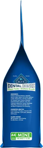 Miniatura 10 de Blue Buffalo Dental Bones - Mini golosinas dentales naturales para masticar para perros, (5-15 libras) bolsa de 12 onzas