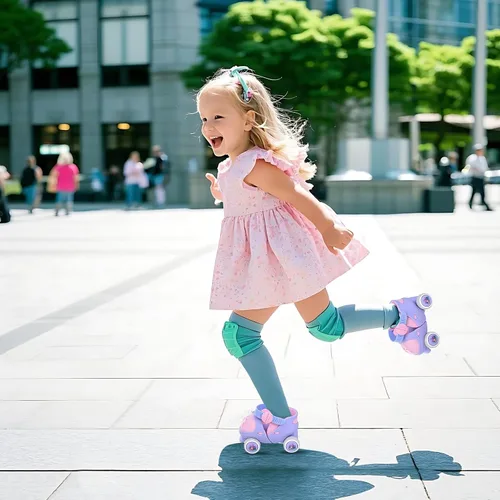 Miniatura 7 de Patines Infantiles Ajustables de Cuatro Ruedas para Niños y Niñas, con Ruedas con Bloqueo para Principiantes, Bebes, Edad de 2 a 6 Años Violeta elfo