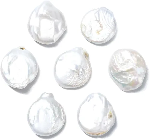 Miniatura 8 de LiQunSweet 15 piezas de cuentas barrocas de agua dulce cultivadas naturales sueltas perlas redondas planas hebras para mujer, aretes, collares