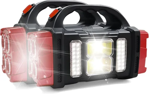 Miniatura 8 de Linterna solar de mano, 4 modos de iluminación, luz de trabajo LED recargable, USB-C y linterna portátil con energía solar, luz de campamento de Rojo