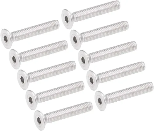 uxcell Tornillos de máquina de cabeza plana M5x30mm Tornillo hexagonal interno 304 pernos de fijación de acero inoxidable 10 piezas