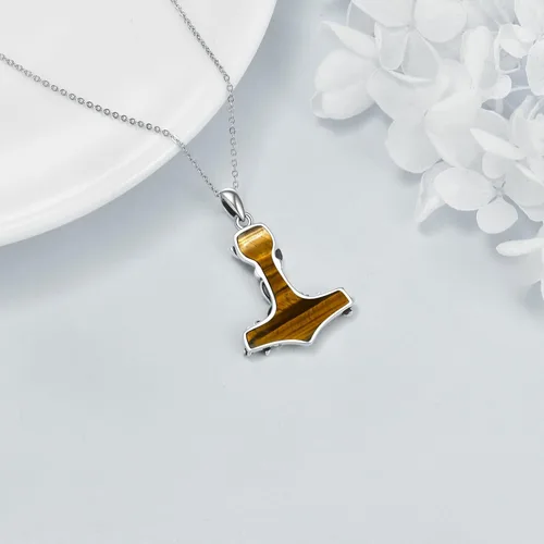 Miniatura 5 de Thor Hammer Necklace 925 Sterling Silver Mjolnir Tree of Life Pendant Necklace Viking Vegvisir Jewelry for Women wife Mom