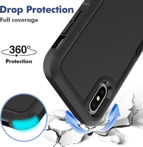 Miniatura 3 de Funda para iPhone X/iPhone Xs: funda protectora de doble capa resistente para teléfono celular, a prueba de golpes, resistente, con protector