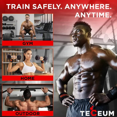 Miniatura 9 de TECEUM Weightlifting 18" & 12" Wrist Wraps with Thumb Loop – Heavy Duty Wrist Workout Braces for Men and Women – Ideal for Powerlifting, Strength
