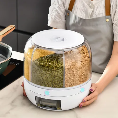 Miniatura 2 de TOPINCN Caja de almacenamiento separada de granos, almacenamiento de arroz a prueba de humedad para el hogar, soporte de arroz, dispensador