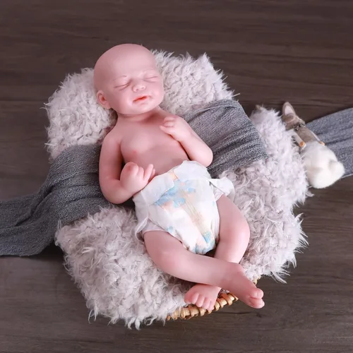 Miniatura 4 de Muñeca de bebé realista de silicona completa de 18.5 pulgadas, muñecas de bebé reborn realistas, juguete y coleccionable niña calva