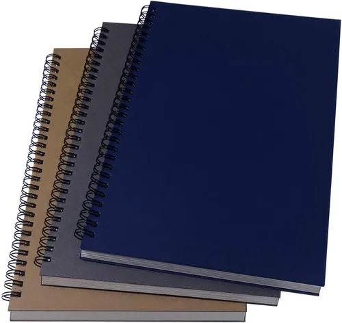 Miniatura 7 de YUREE Cuaderno en espiral B5 sin rayas, papel en blanco grueso de 3.53 oz/m² y cubierta rígida de estraza, 65 hojas (130 páginas), paquete de 3, Azul