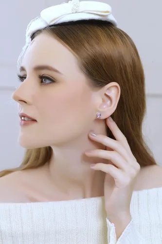 Miniatura 3 de Aretes redondos de plata de ley con piedras preciosas de 0.157in, 0.197in, 0.276in, 0.315in, morado solitario, amatista auténtica para mujeres