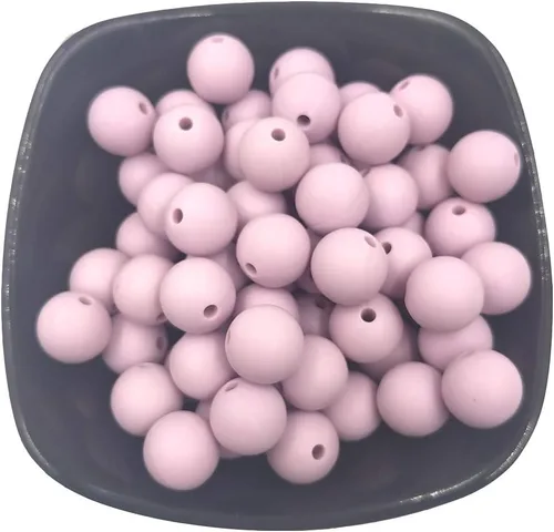 Miniatura 6 de Cuentas de perlas de silicona focales para bolígrafo, 100 cuentas redondas de silicona sueltas de 0.59 pulgadas a granel para llavero, mamá mujer