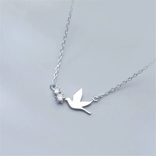 Miniatura 4 de Collar con dije de cristal de pájaro de paloma, de plata de ley para mujeres y niñas, collar de cadena con dije de golondrina de hammingbir