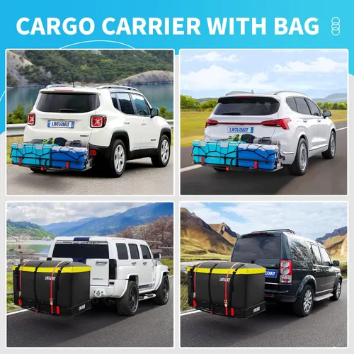 Miniatura 7 de LWTURMRT Portacarga de enganche de 60 x 21 x 6 pulgadas y estante de carga receptor con bolsa de carga impermeable (58 x 20 x 24 pulgadas), pintura