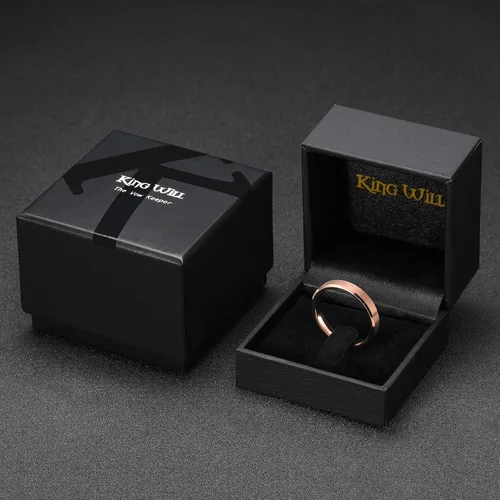 Miniatura 139 de King Will Anillo de boda de tungsteno para hombre, disponible en 15/64 a 25/64 de pulgada (6 a 10 mm), negro/plata, acabado mate, borde pulido
