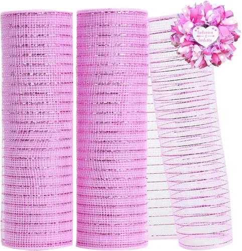 Miniatura 18 de TONIFUL 2 rollos de cinta de malla decorativa blanca de 10 pulgadas, malla de tela con papel de aluminio para suministros de corona de malla, corona