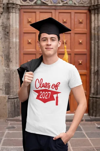 Miniatura 5 de Class Of 2027 - Calcomanía de vinilo para gorra de graduación, transferencia de camisetas de graduación, parche de camisa de graduado de bricolaje