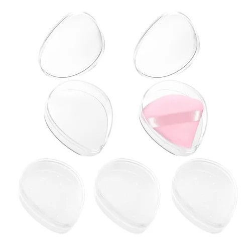 Miniatura 8 de Estuche de soplo de polvo, 2 recipientes protectores redondos de maquillaje y 2 fundas de viaje de lágrima de belleza, solo estuches, no está