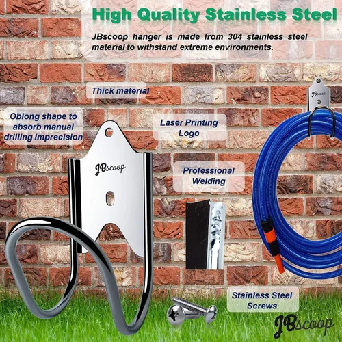 Miniatura 5 de JBscoop Soporte para Manguera de Jardín, Colgador de Manguera de Jardín Montaje en Pared para Manguera de Agua, Cables de Extensión, Manguera