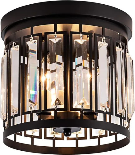 Miniatura 9 de Lámpara colgante de 3 luces de granja ajustable para colgar en el techo con cristales K9 para cocina, restaurante, cafetería, comedor, isla
