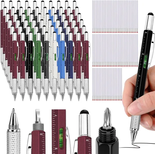 Miniatura 14 de Zhanmai - 72 bolígrafos multiherramienta 6 en 1 para regalo del Día del Padre, herramienta de destornillador, bolígrafo multifuncional para papá