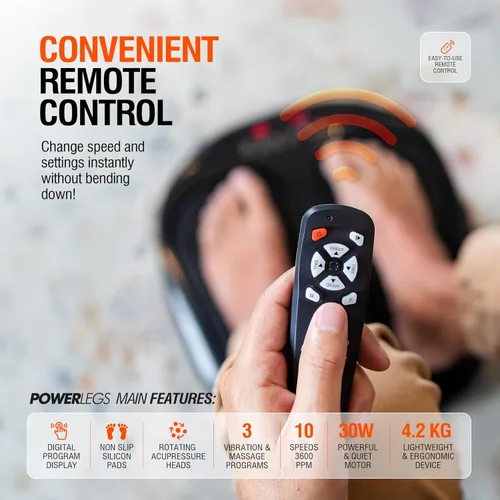 Miniatura 3 de Máquina de masajeador de pies eléctrico Power Legs con control remoto, velocidad ajustable, vibración - masajeador de pantorrilla - masajeador