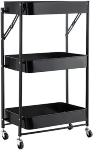 Miniatura 7 de Carrito de almacenamiento de frutas y verduras, carrito plegable de metal para cocina, estante organizador de almacenamiento de 3 niveles