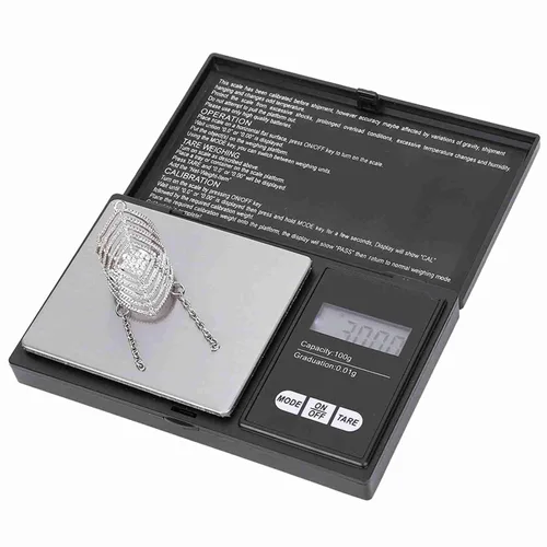 Miniatura 10 de Sanpyl Mini escala digital portátil LED, 35.27 oz/0.00 oz, negro y plata, joyería