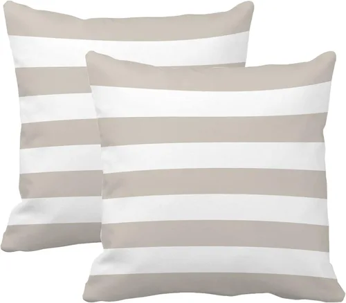 Miniatura 11 de Leaveland Juego de 2 fundas de almohada rectangulares de algodón y poliéster de 12 x 20 pulgadas con rayas amarillo mostaza y blanco, fundas