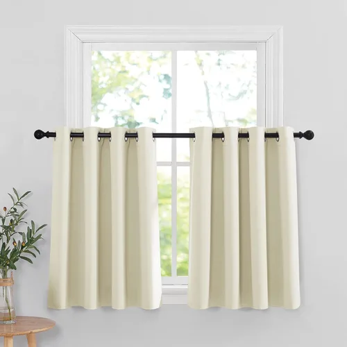 Miniatura 8 de RYB HOME Cortinas opacas de cocina de 36 pulgadas de largo, tratamiento de privacidad para ventanas pequeñas, aislamiento térmico, telón de fondo