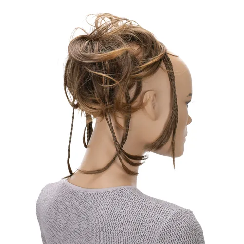 Miniatura 12 de CAISHA Prettyshop - Banda elástica grande XXL tipo postizo de cabello trenzado apenas ondulado, ideal para peinados recogidos o rodetes desaliñados