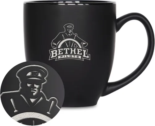 Miniatura 286 de Rico Industries - Taza de cerámica mate negra con grabado láser estándar de 15oz para NCAA (escuelas T & U) - Para bebidas calientes o frías