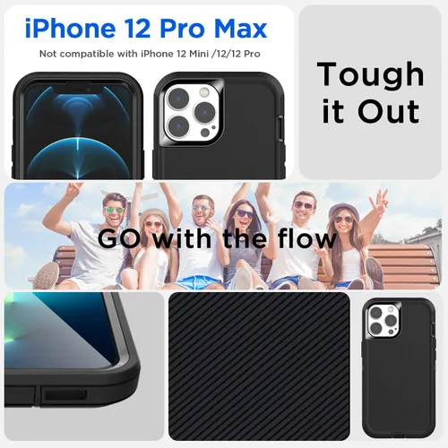 Miniatura 2 de AICase Funda para iPhone 12 Pro Max (6.7"), resistente protección contra caídas, cuerpo completo, a prueba de golpes, a prueba de polvo, protección